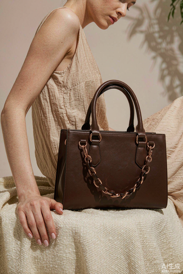East-west structured leather handbag in chocolate with a rose-gold chain detail, fall 2026 bag trend