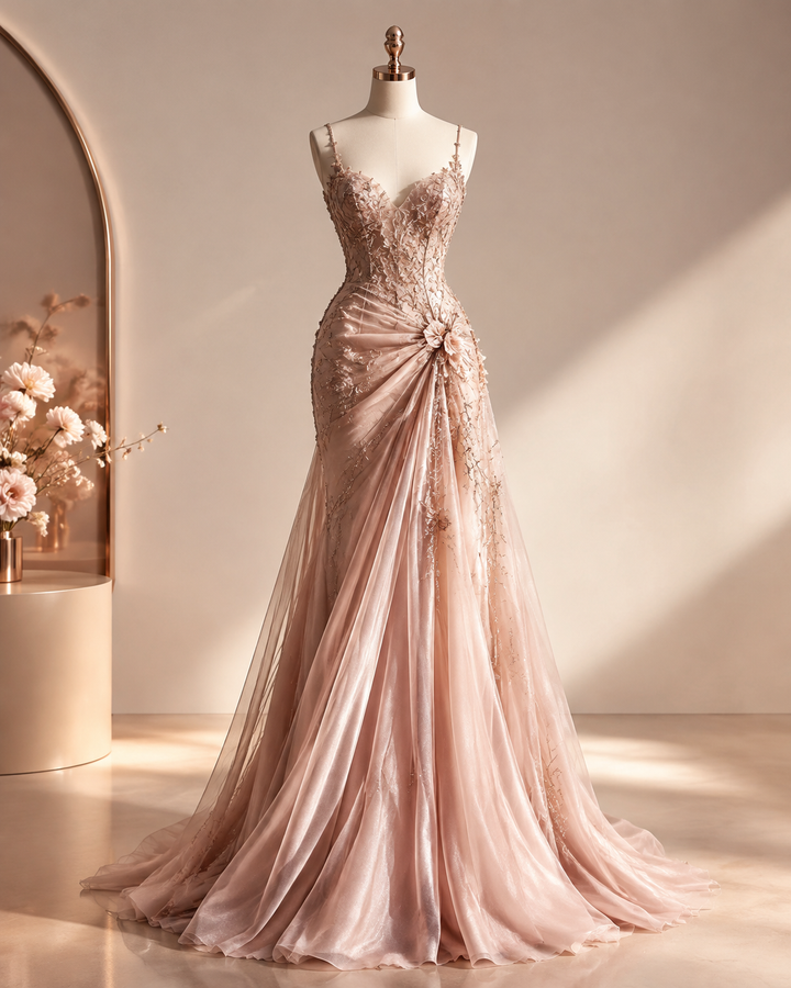 Rose-gold editorial flat lay of African-made knit apparel, symbolizing AGOA duty-free US trade