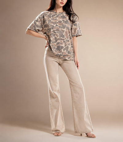 Multicolour Retro Camouflage Print Womens Casual T Shirt