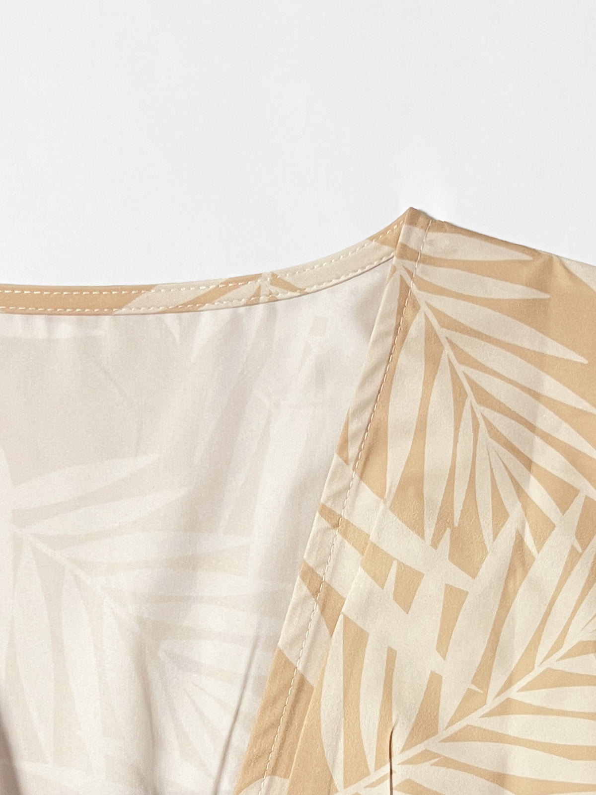 Classy Allover Print Batwing Sleeve Side Slit Maxi Dress - BEIGE