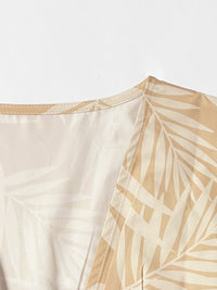 Classy Allover Print Batwing Sleeve Side Slit Maxi Dress - BEIGE