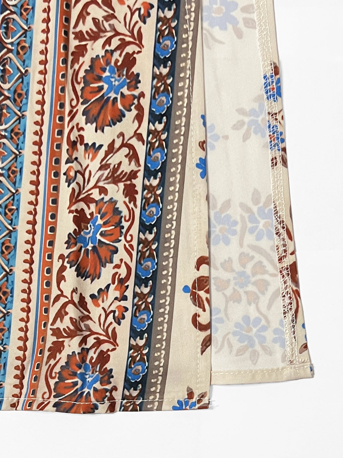 Classy Allover Print Batwing Sleeve Side Slit Maxi Dress - BEIGE