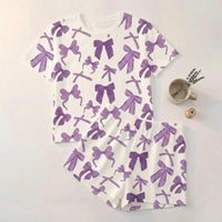 HUOHULI Pink Heart Print Pajama Set - Main