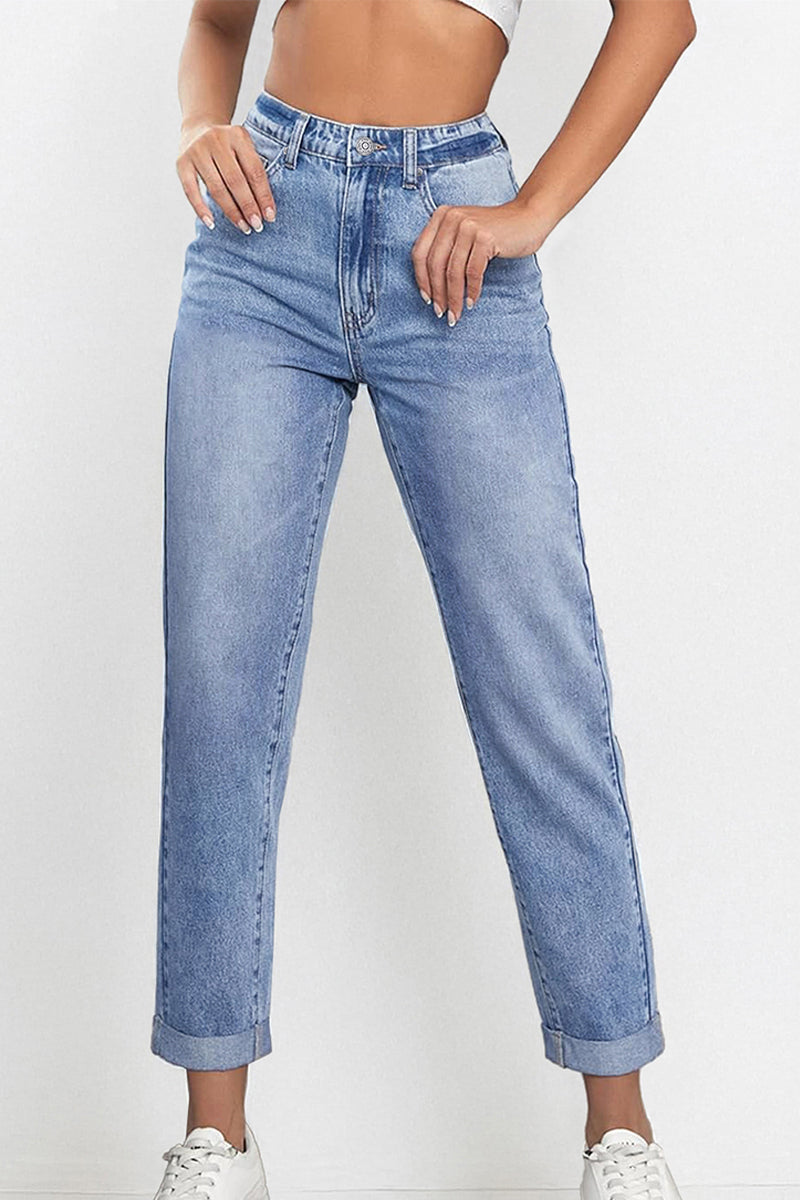 Casual Mid Rise Solid Slim Fit Jeans - Light Blue