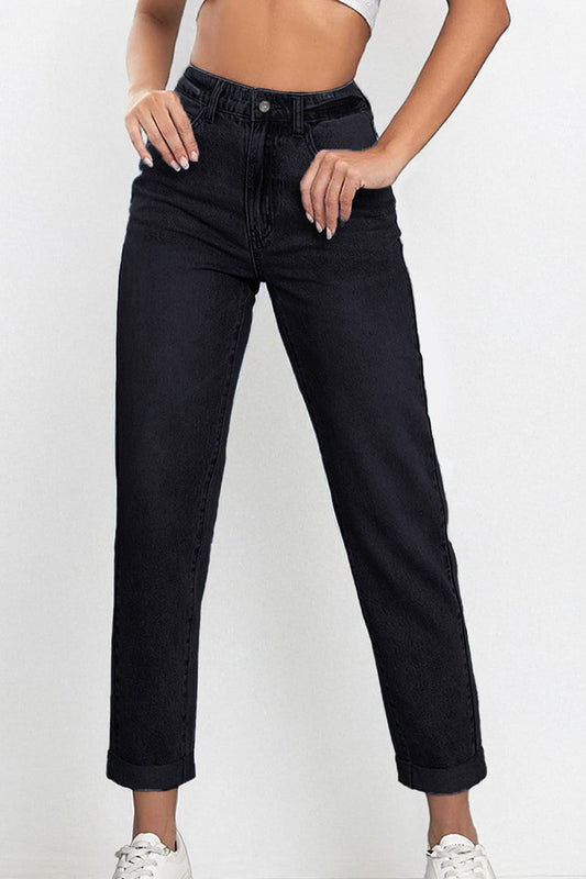 Casual Mid Rise Solid Slim Fit Jeans - Black