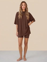 HUOHULI Round Neck Coffee Loungewear Set - View 4