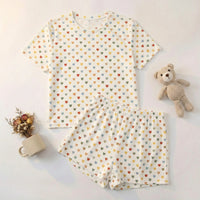 HUOHULI Pink Bow Heart Print Pajama Set - Main