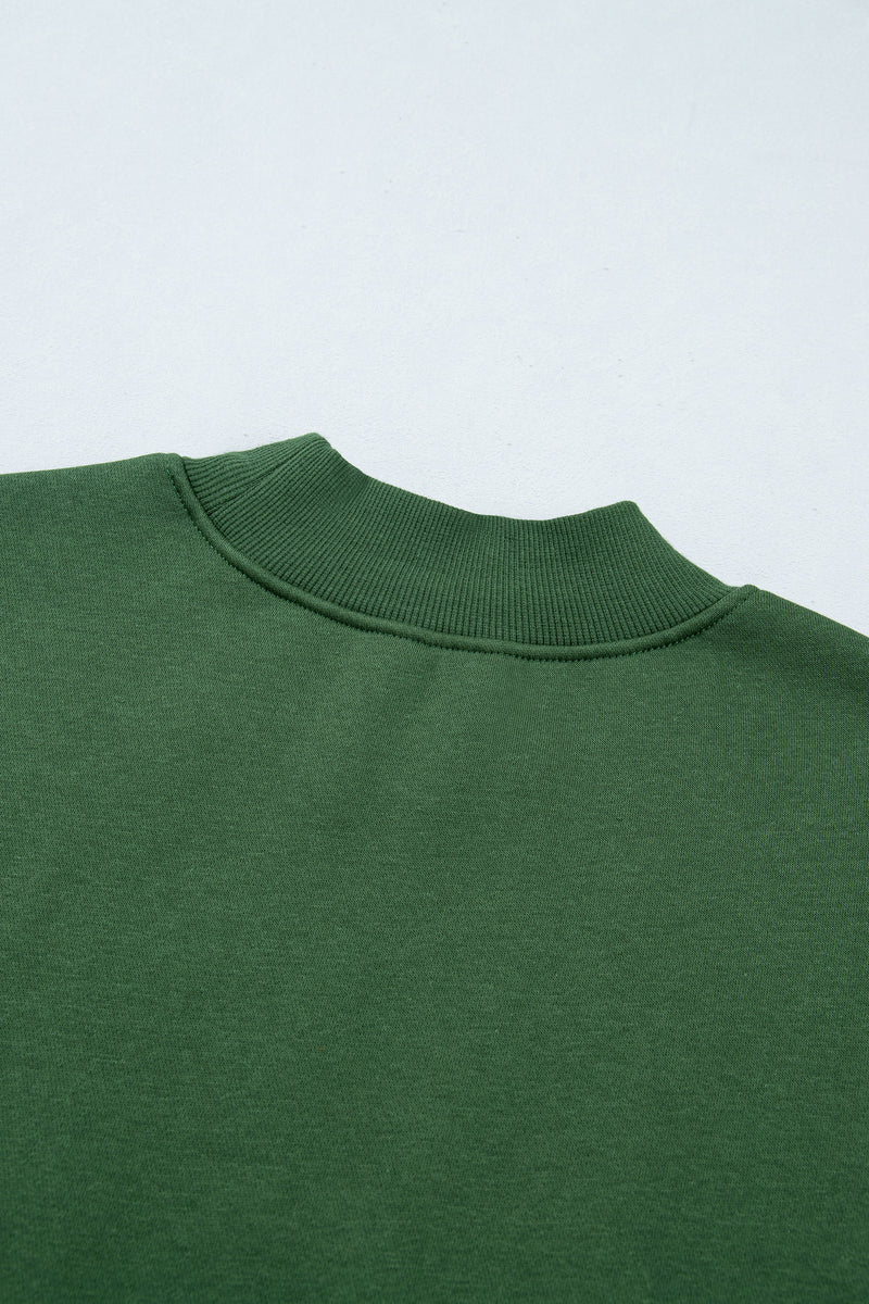 Evergreen Plaid Sleeve Colorblock Loose Tunic Sweatshirt