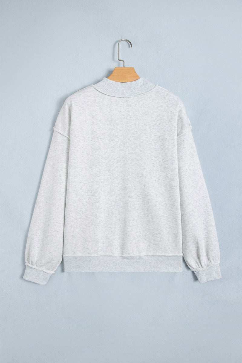Gray PRAY Polka Dot Embroidered Mock Neck Sweatshirt